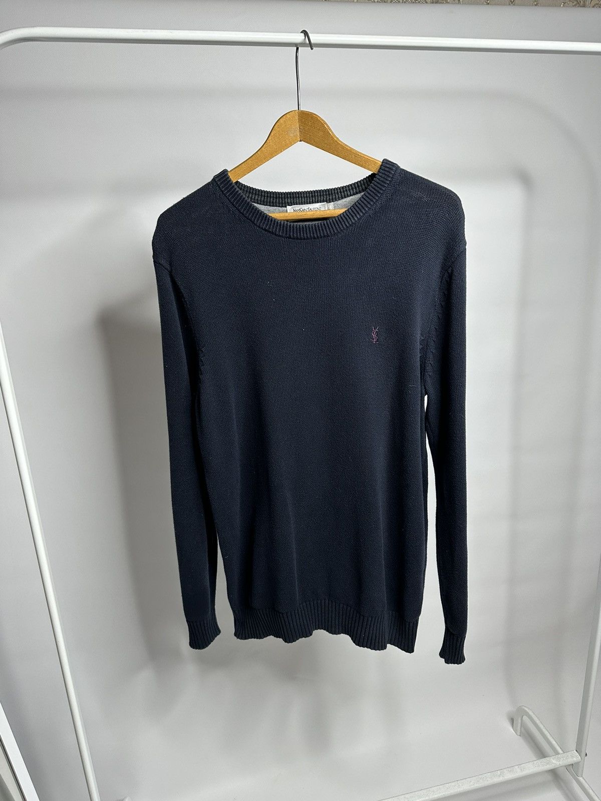 Vintage × Yves Saint Laurent Blue YSL Sweater Knit Saint Lauren Jacket Size US L / EU 52-54 / 3 - 2 Thumbnail