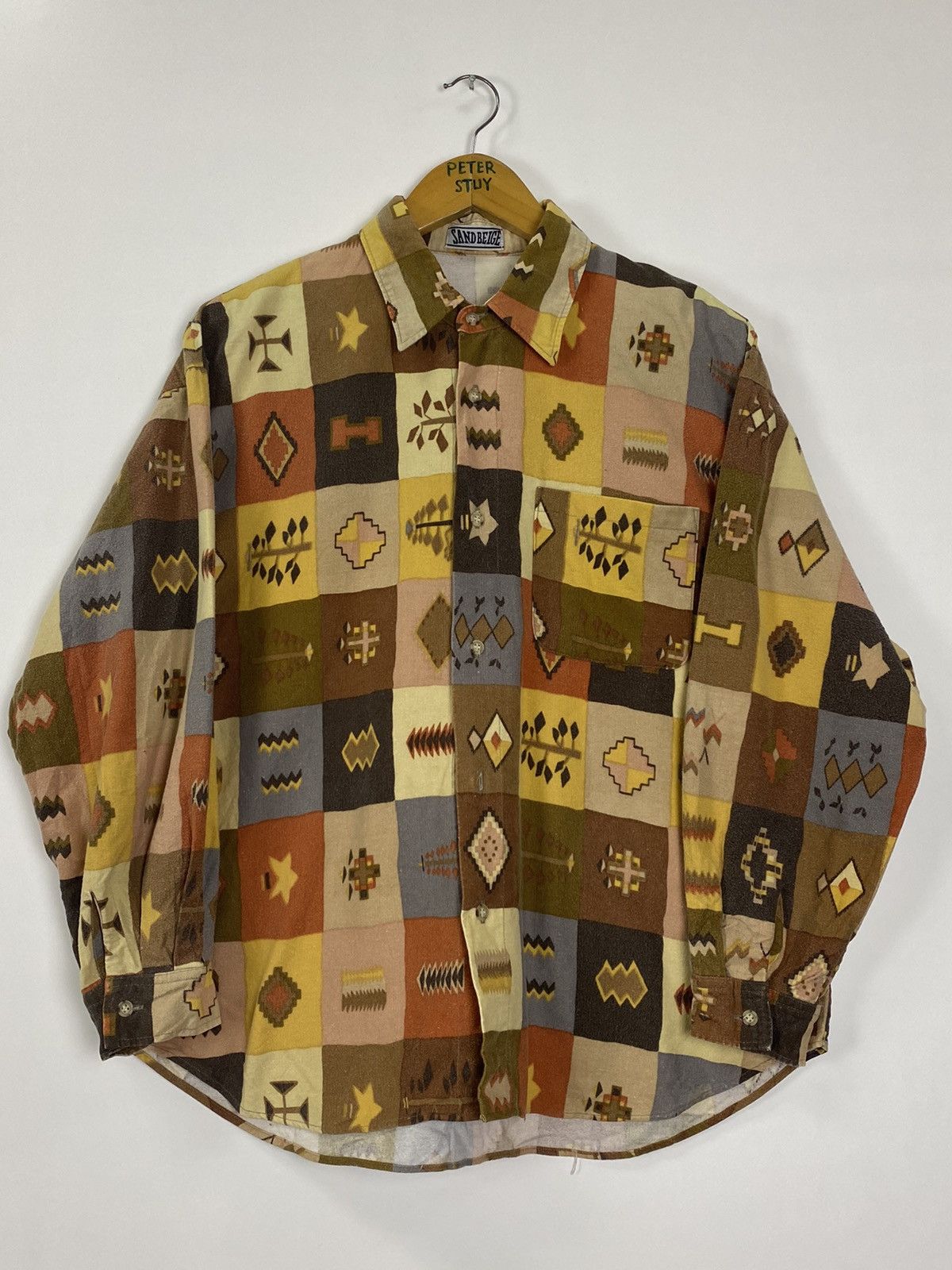 Japanese Brand × Vintage Vintage Sand Beige Button Shirt Size US M / EU 48-50 / 2 - 2 Thumbnail