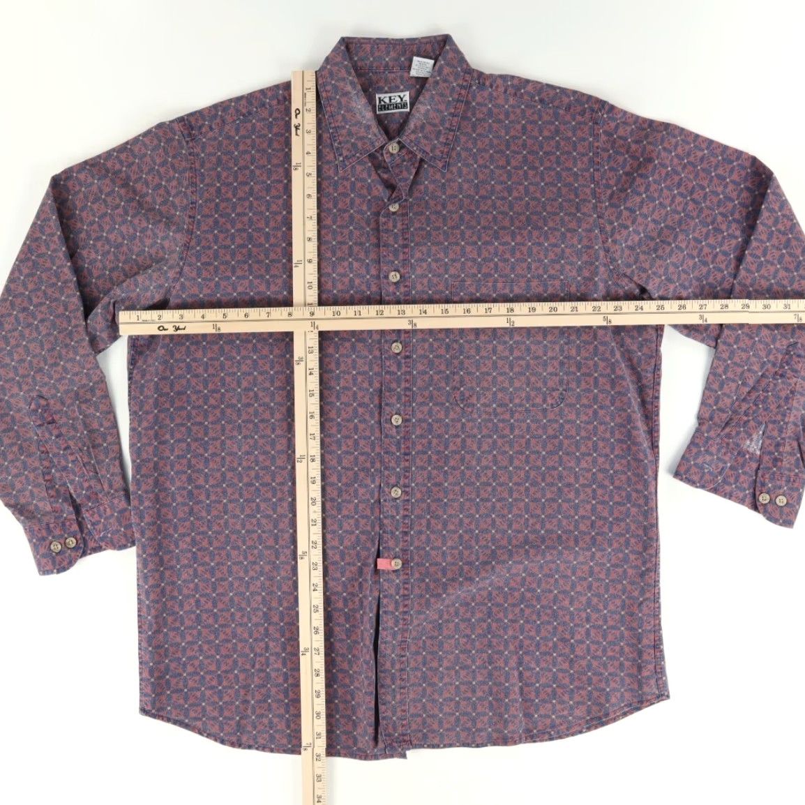 Vintage VINTAGE Key Elements Shirt Geometric Cotton Long Sleeve Button Up Men XL Size US XL / EU 56 / 4 - 3 Thumbnail