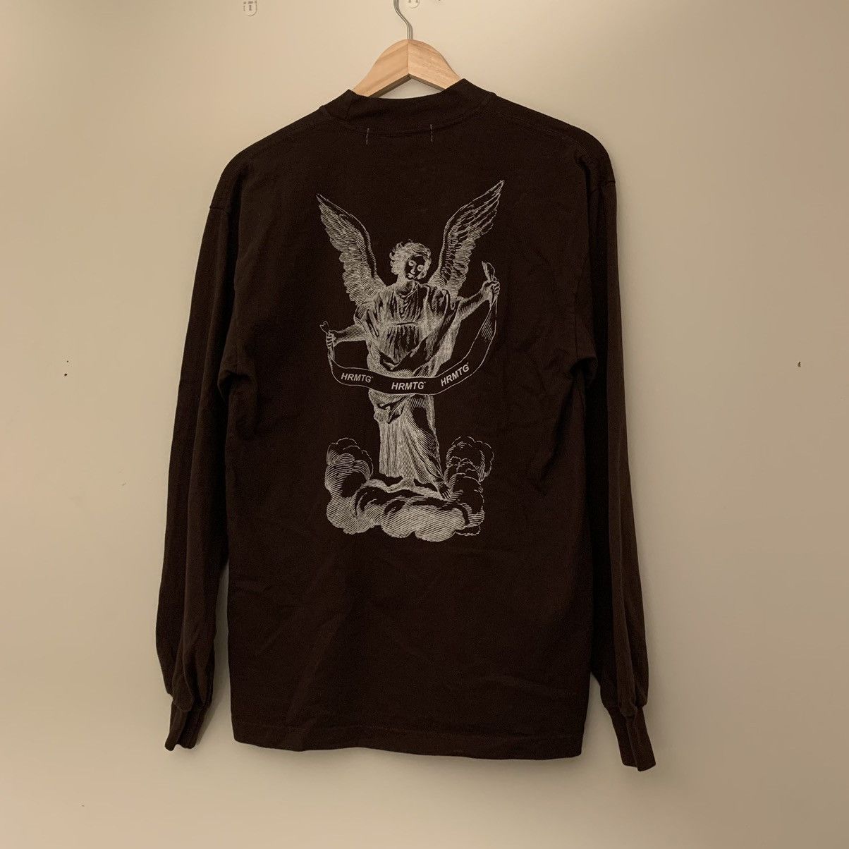 image of Hrmtg Long Sleeve Brown Angel Shirt Jack B Wiese Chest Logo, Men's (Size Small)