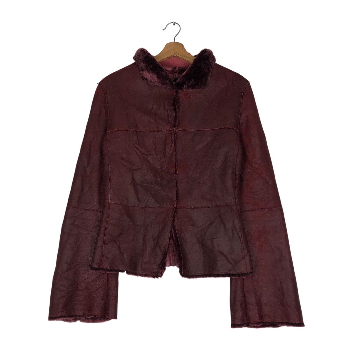 Vintage ITC Made in Italy Cropped Leather Jacket Mink Fur Shearling Size US M / EU 48-50 / 2 - 2 Thumbnail