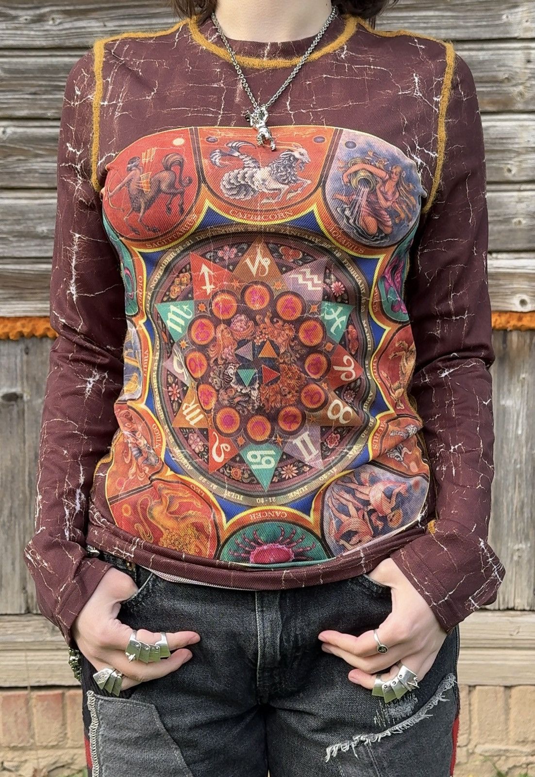 Jean Paul Gaultier NWT SS98 Jean Paul Gaultier Astrology Zodiac Mesh Top 40 Size S / US 4 / IT 40 - 1 Thumbnail