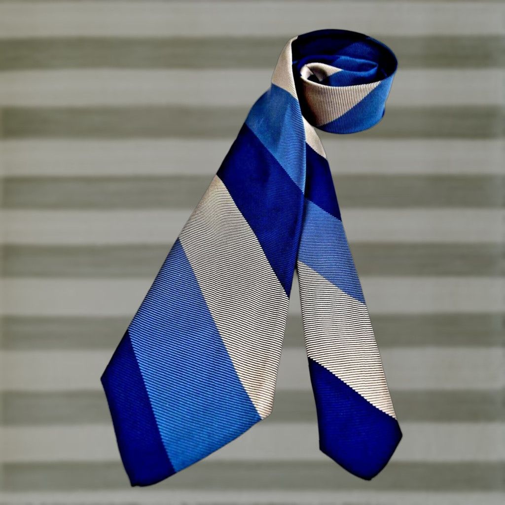 VINTAGE Littler Seattle Neck Tie Silk 1950s Blue Silver Gray 2 Tone 56