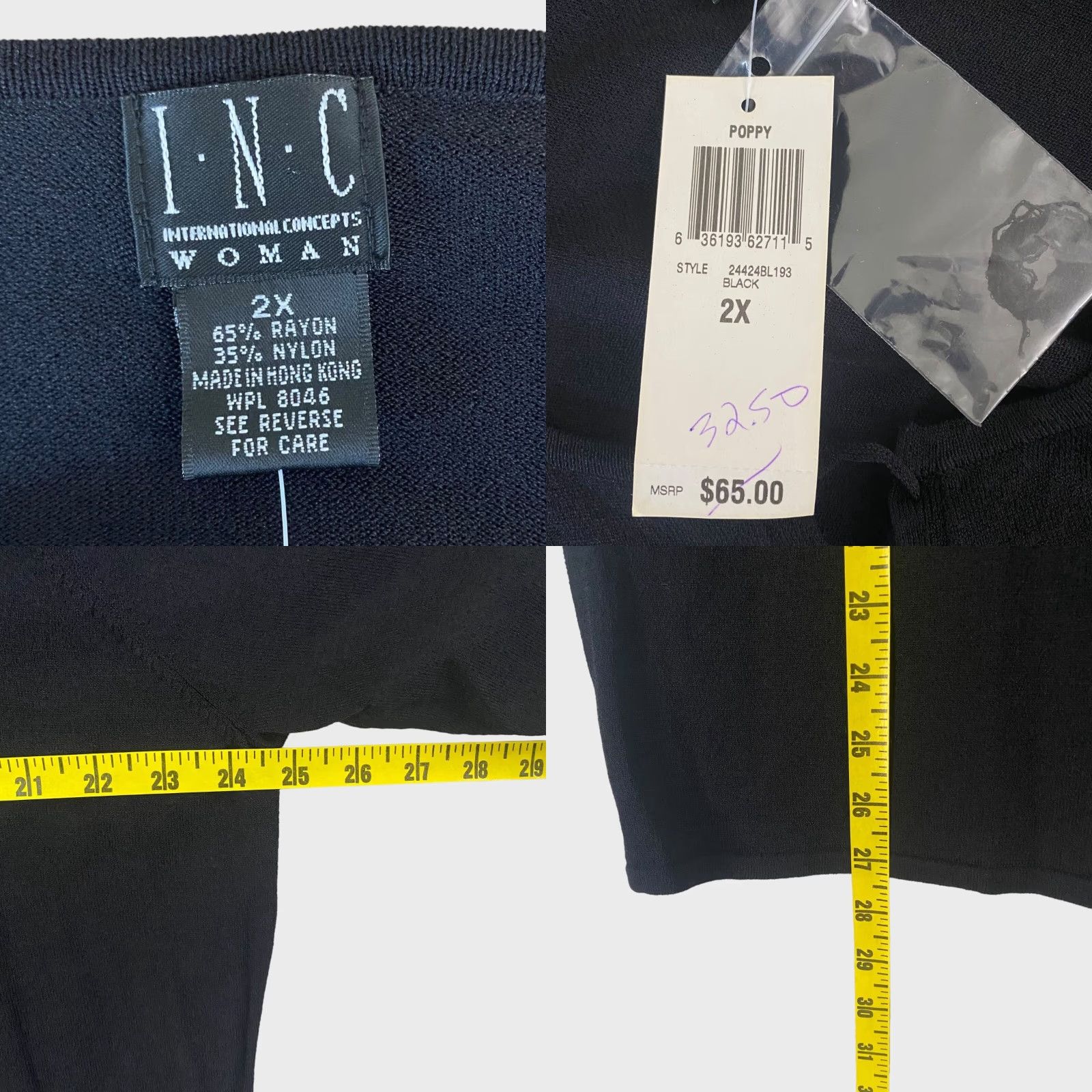Vintage VINTAGE I.N.C. International Concepts Black Ruffled Criss Cross Blouse Plus Size 2X Long Sleeve Women's Classic Size XXL / US 16-18 / IT 52-54 - 8 Thumbnail