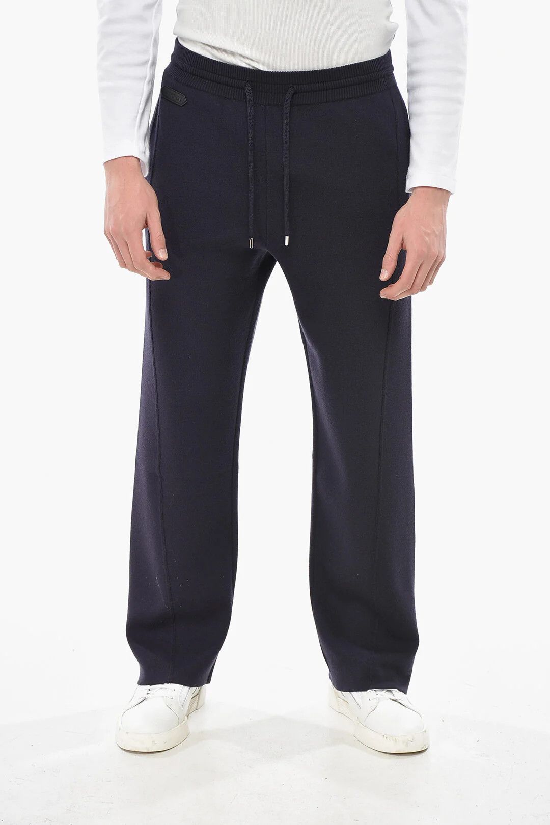 Lanvin og1mm0426 Merino Wool-Blend Casual Pant in Midnight Blue Size US 34 / EU 50 - 1 Thumbnail