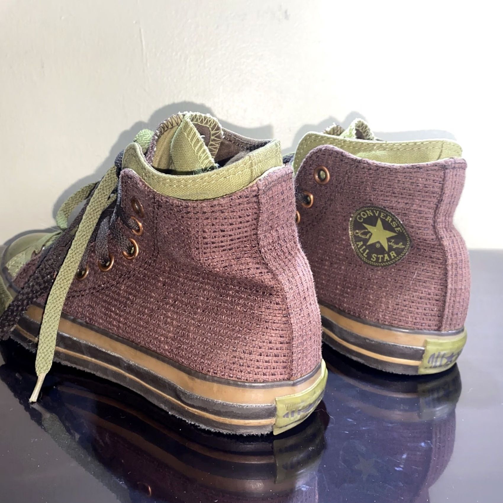 Vintage Chuck Taylor All Star Double Tongue Sneaker Green Brown Size 8 Women US Shoe Size 8 Green Style Athletic Stars Size US 8 / IT 38 - 4 Thumbnail