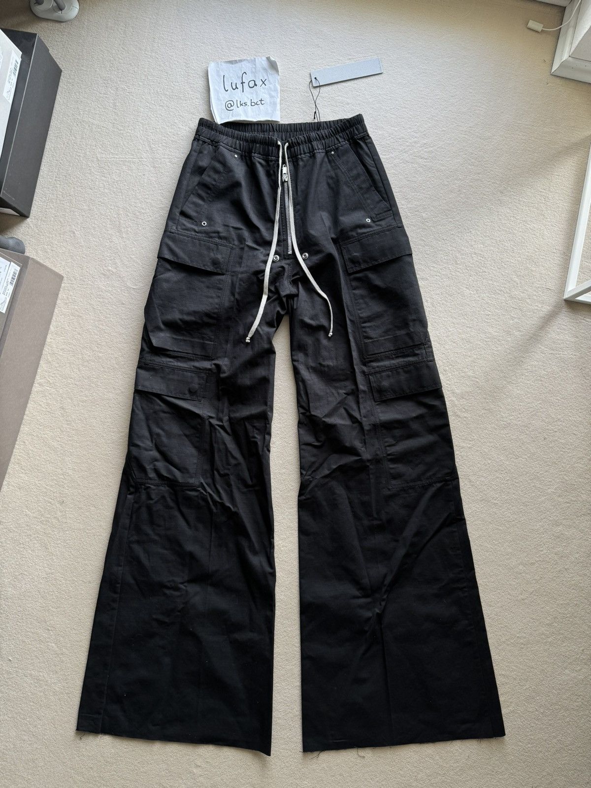 image of Rick Owens New | Showroom Pair Ss23 Double Cargo Jumbo Bela Cr Cotton in Black, Men's (Size 32)