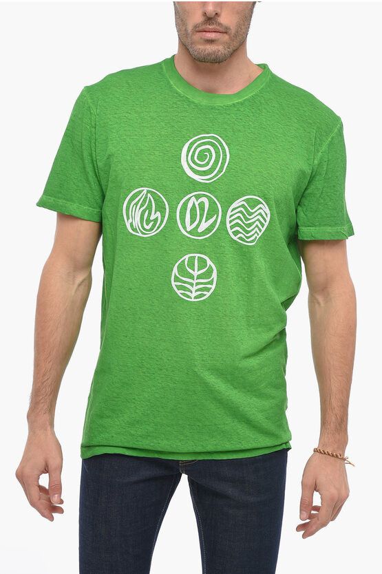 image of Dsquared2 Crew Neck Cool Fit T-Shirt With Print in Green, Men's (Size Medium)