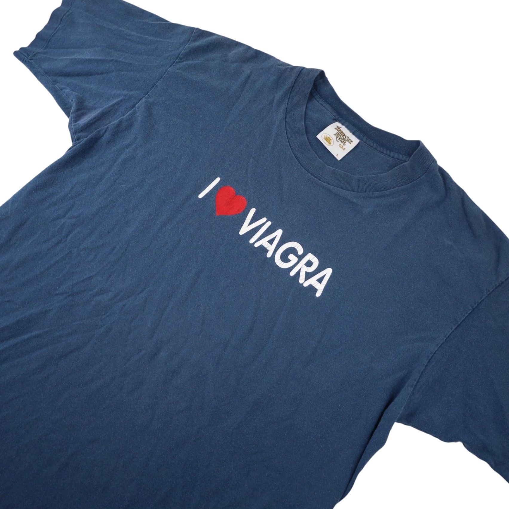 Vintage VINTAGE I Love Viagra Mens Large Graphic T Shirt Blue Size US L / EU 52-54 / 3 - 2 Thumbnail
