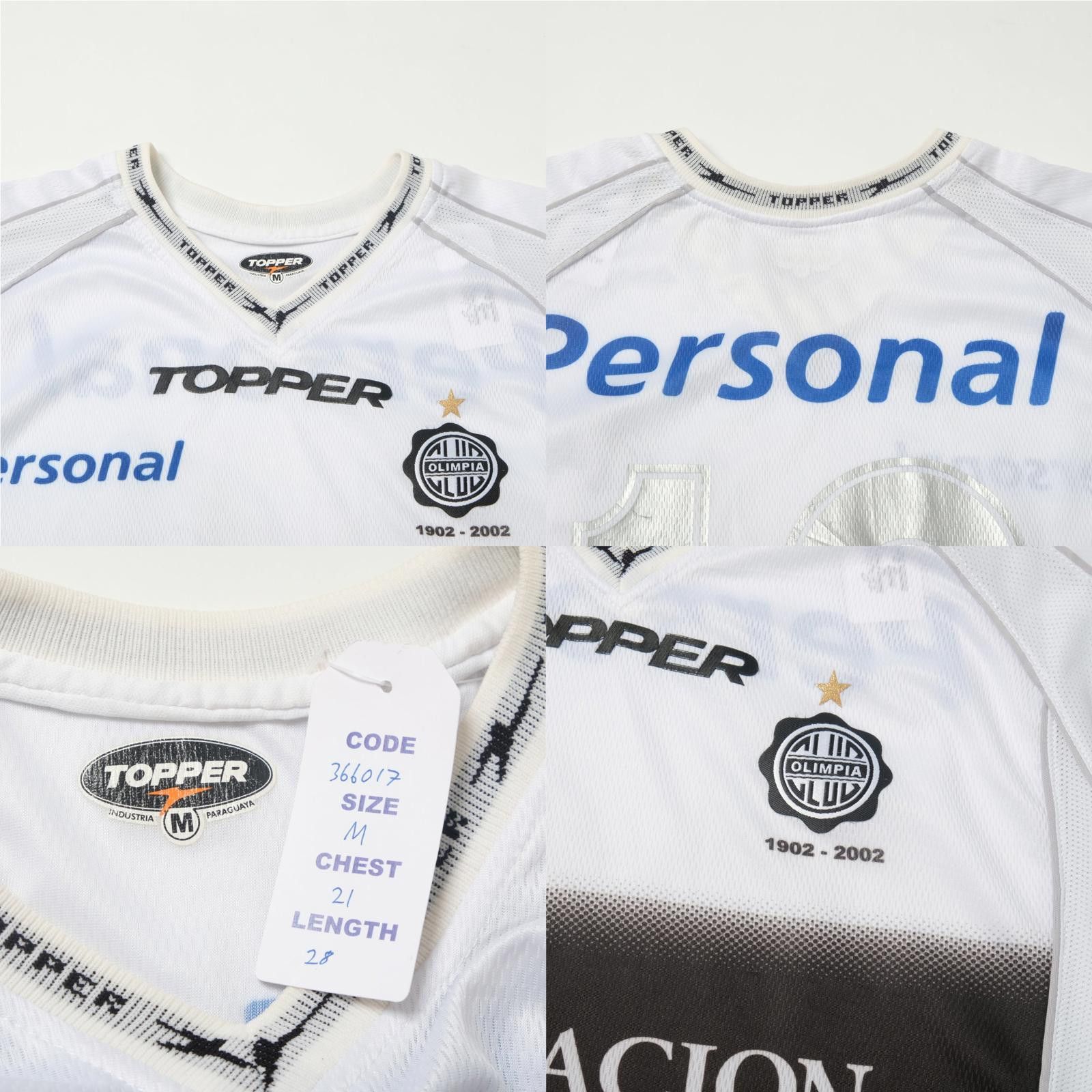 Topperz 2002 Club Olimpia (Paraguay) Centenary Home Shirt Topper (M) Size US M / EU 48-50 / 2 - 5 Thumbnail