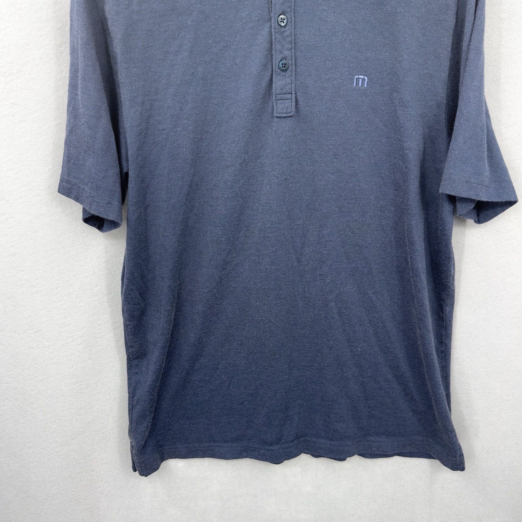 TravisMathew Travis Mathew Shirt Mens Large Blue Textured Striped Embroidered Logo Polo Golf Size US L / EU 52-54 / 3 - 2 Thumbnail