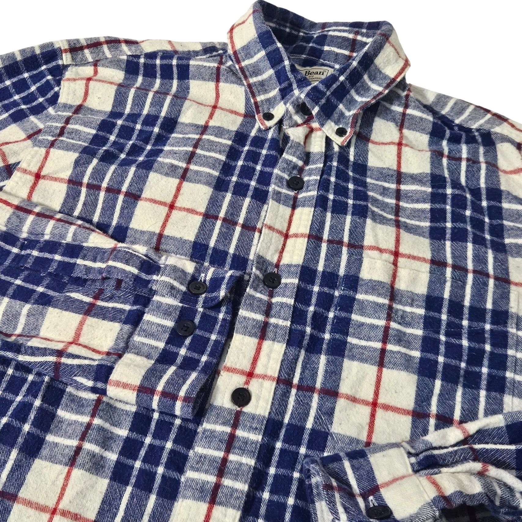 Vintage LL Bean Mens Plaid Flannel Button Shirt Long Sleeve M gray Blue Plaid Button-Down Collar Casual Fall Winter Mens Size US M / EU 48-50 / 2 - 2 Thumbnail