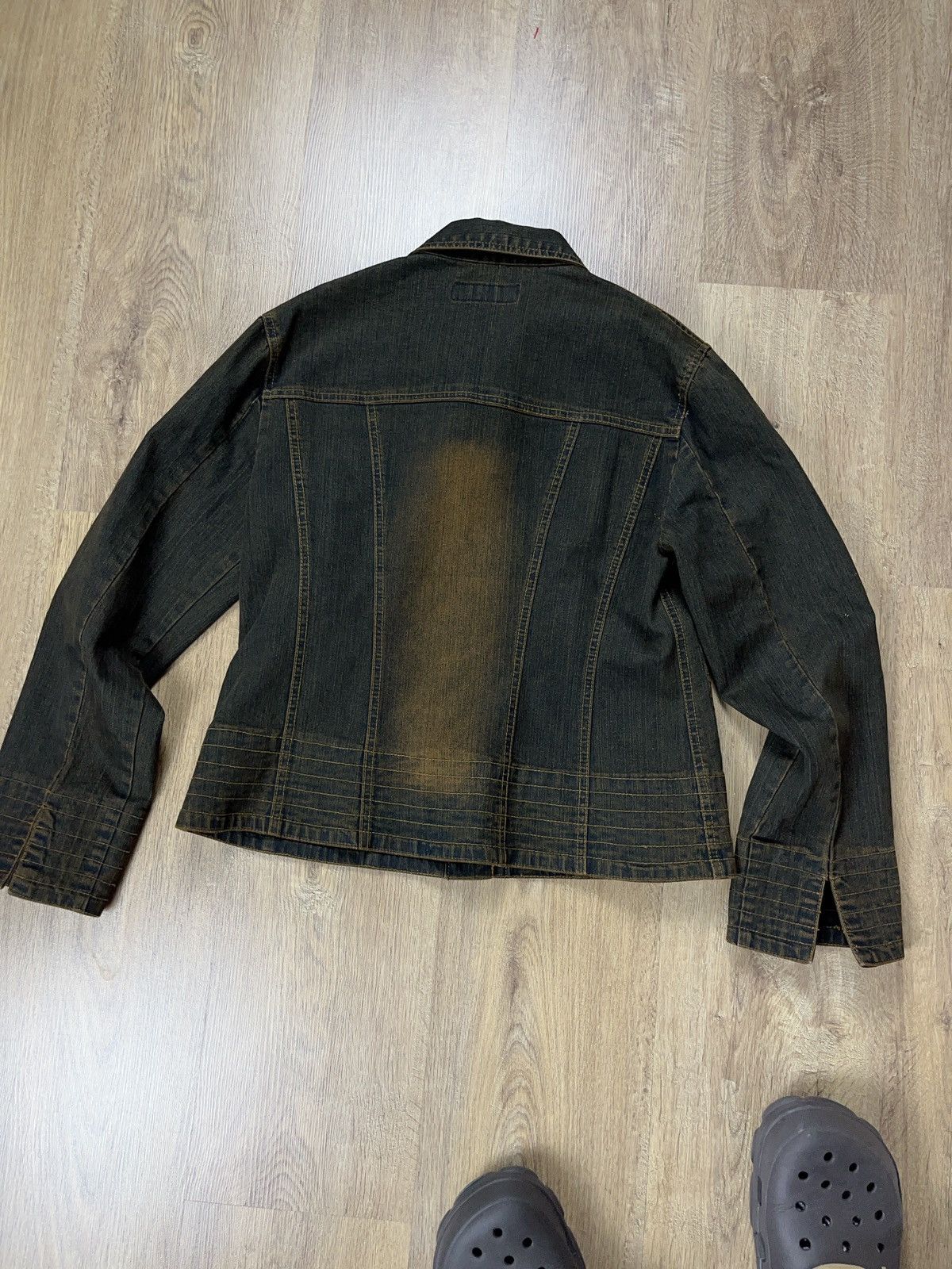 Japanese Brand × Vintage ➕y2k cropped denim jacket mud wash avant garde embroidery Size M / US 6-8 / IT 42-44 - 4 Thumbnail