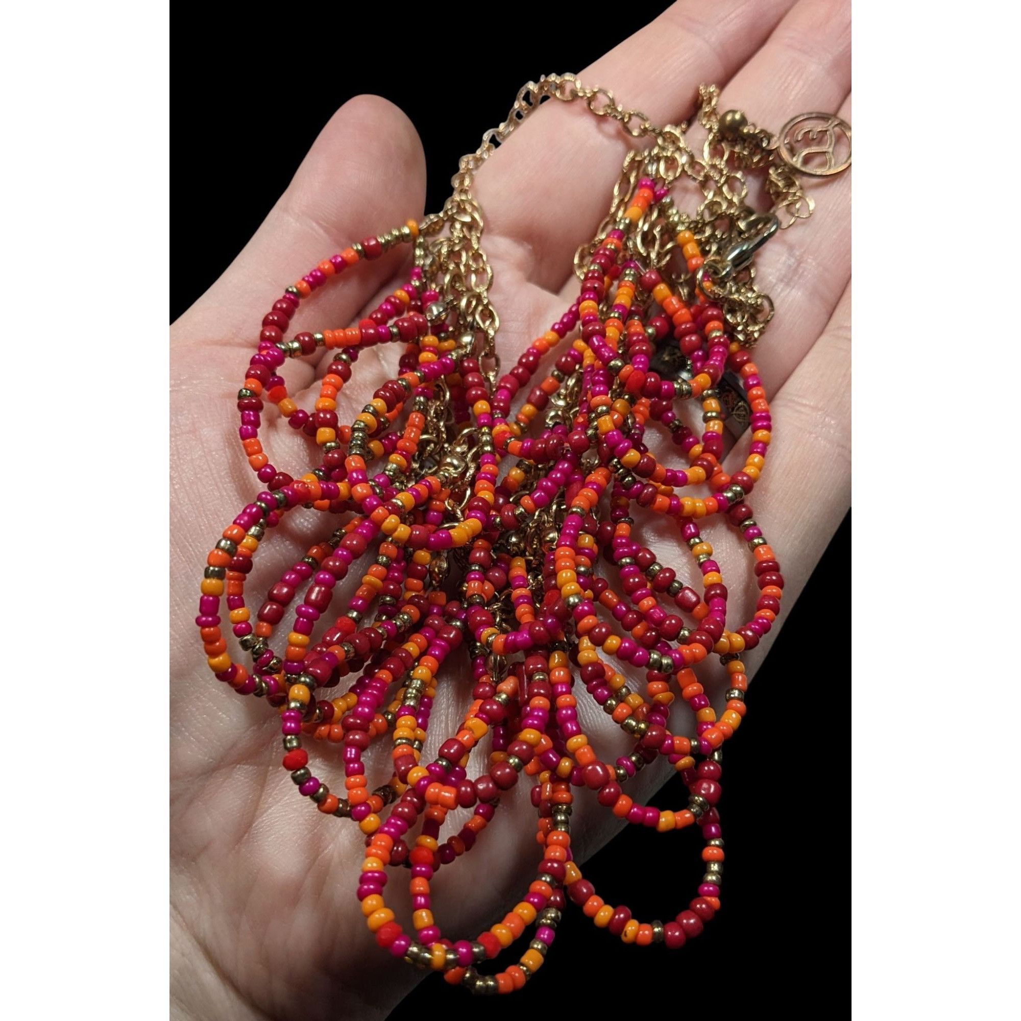 Other Erica Lyons Abstract Pink And Orange Glass Beaded Loop Fring Size ONE SIZE - 3 Thumbnail
