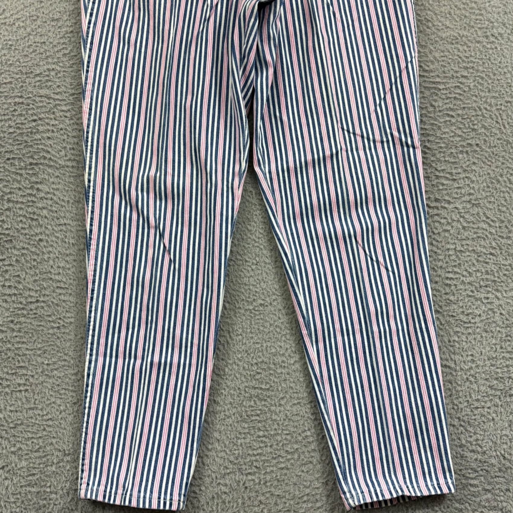 Vintage Vintage CHIC Denim Jeans Womens 16 High Rise Mom 80s Retro Striped Blue White Pink USA Jeans Size 38" / US 16 / IT 52 - 2 Thumbnail