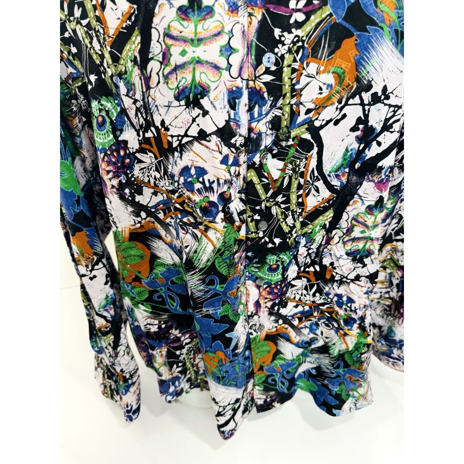 Robert Graham SILK ROAD / ROBERT GRAHAM - Abstract Colorful Shiny Floral XL Shirt - EXCELLENT Shirt XL Multicolor Floral 90s Robert Graham Mens XL Size US XL / EU 56 / 4 - 2 Thumbnail