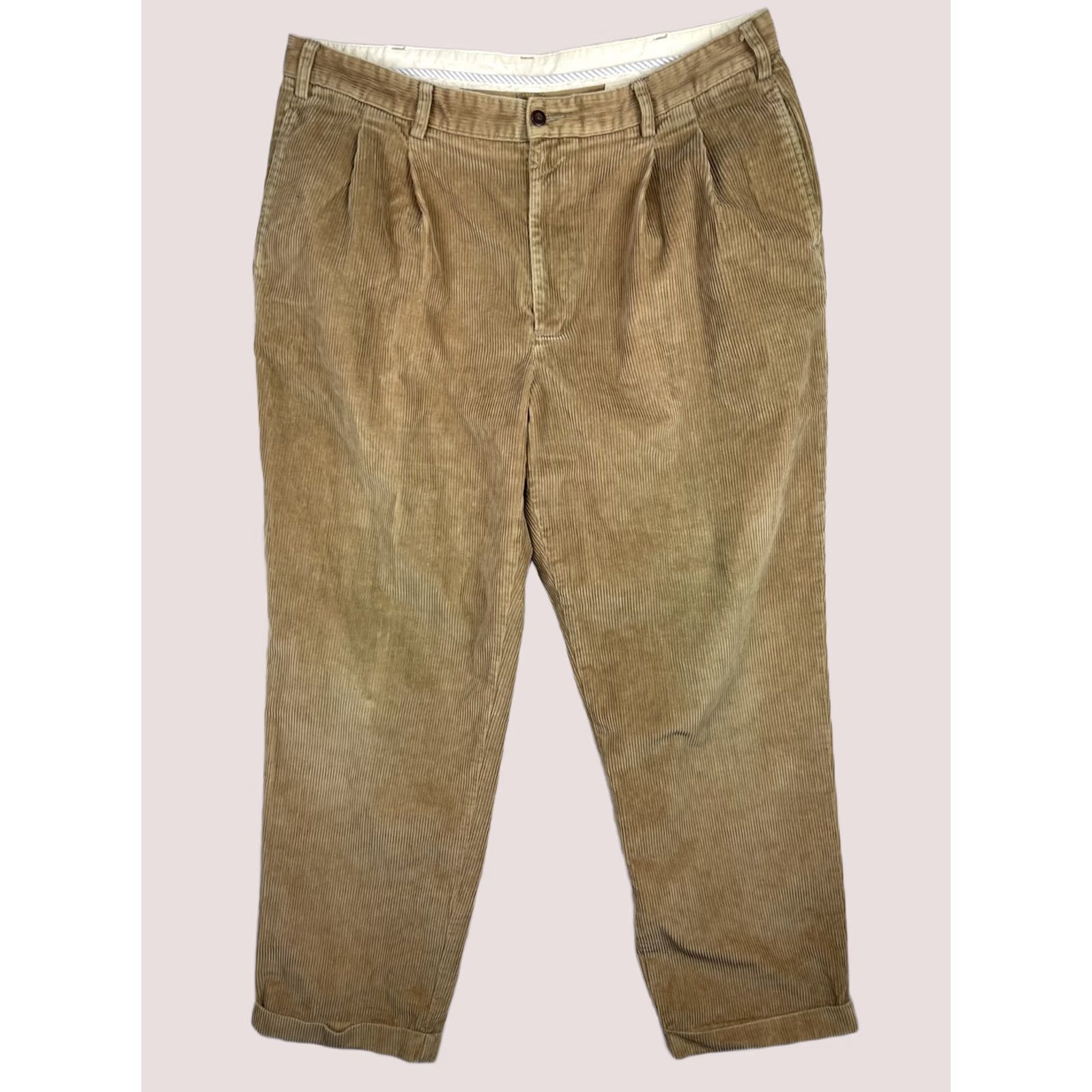 Brooks Brothers Brooks Brothers Pants Mens 40x32 Tan Corduroy Pleated Front Cuffed Trousers Size US 40 / EU 56 - 1 Thumbnail