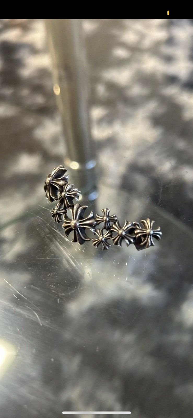 Pre-owned Chrome Hearts Plus Cluster Climber Earring In Silver