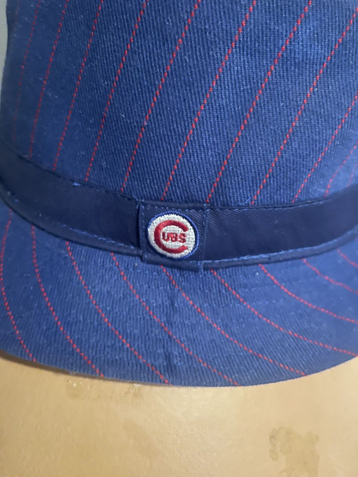 Cooperstown Collection orig vintage Cubs Bucket Hat Pinstripe 90sMLB Blue Red S Size ONE SIZE - 9 Thumbnail