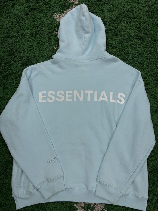 Fear of god discount essentials hoodie baby blue