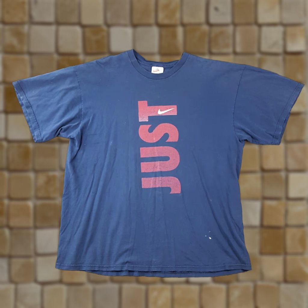 Nike VINTAGE Nike Distressed Just Do It Swoosh Logo T Shirt Mens XL Blue 90s 00s Retro 80s Concert Logo Embroidered Cotton Short Sleeve Crew Neck Size US XL / EU 56 / 4 - 1 Thumbnail