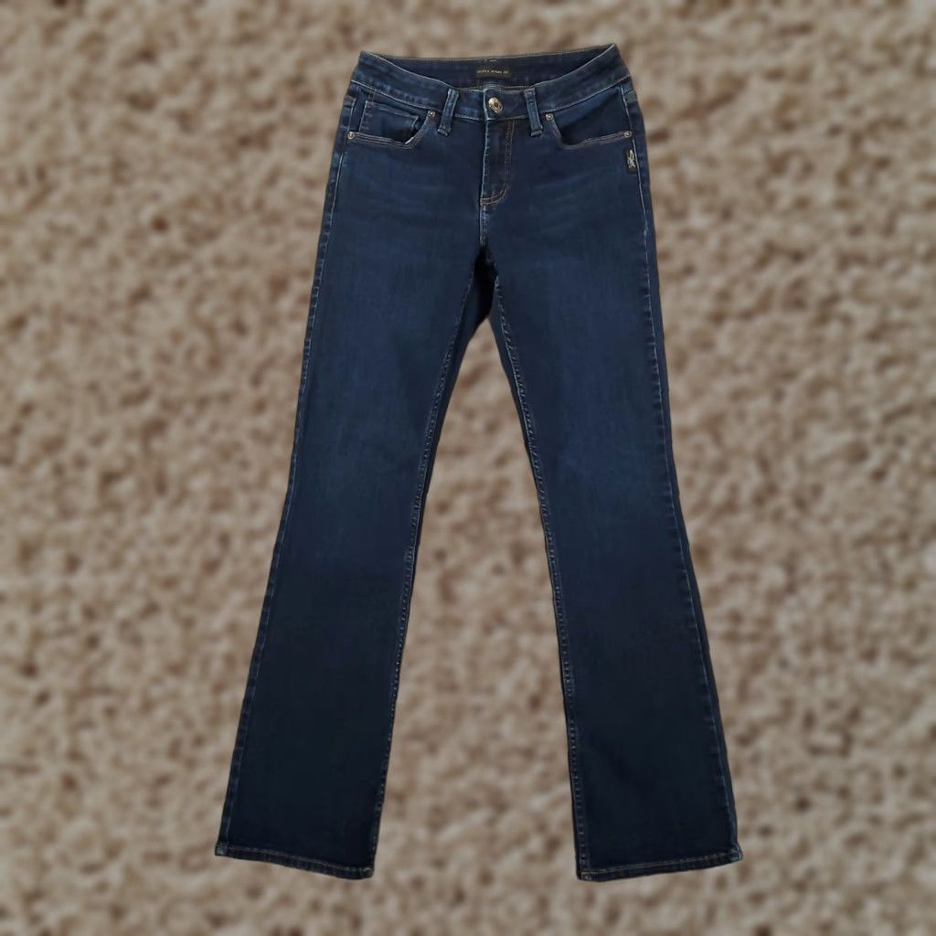 Silver Jeans Co. Silver Jeans Slim Bootcut Jeans Womens 28x31 Dark Wash Blue Denim Stretch 5-Pocket Logo Size 28" / US 6 / IT 42 - 1 Thumbnail