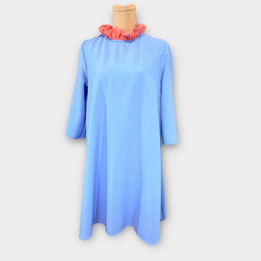 Other Tuckernuck Dress M Blue Pink Ruffle Collar Swing Bow Size M / US 6-8 / IT 42-44 - 4 Thumbnail