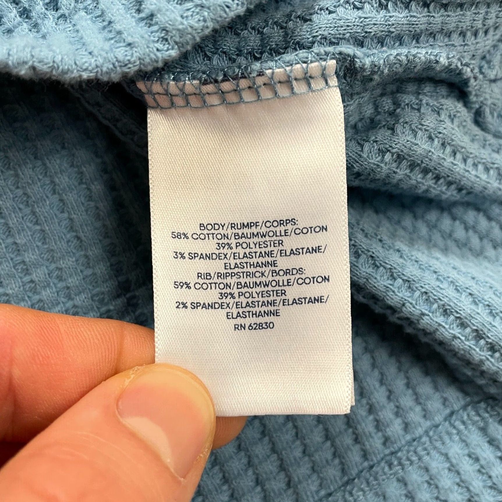 Lands' End Lands' End Womens Sweater Medium Blue Lace V-Neck Waffle Knit Pullover Casual Size M / US 6-8 / IT 42-44 - 5 Thumbnail
