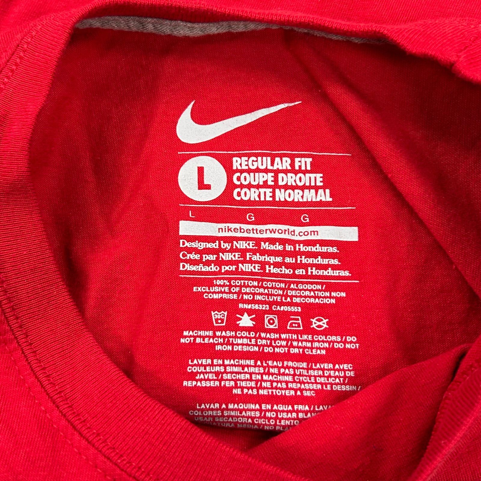 Nike Nike Check Swoosh Logo Red White Regular Fit Tee T size L Size US L / EU 52-54 / 3 - 3 Thumbnail