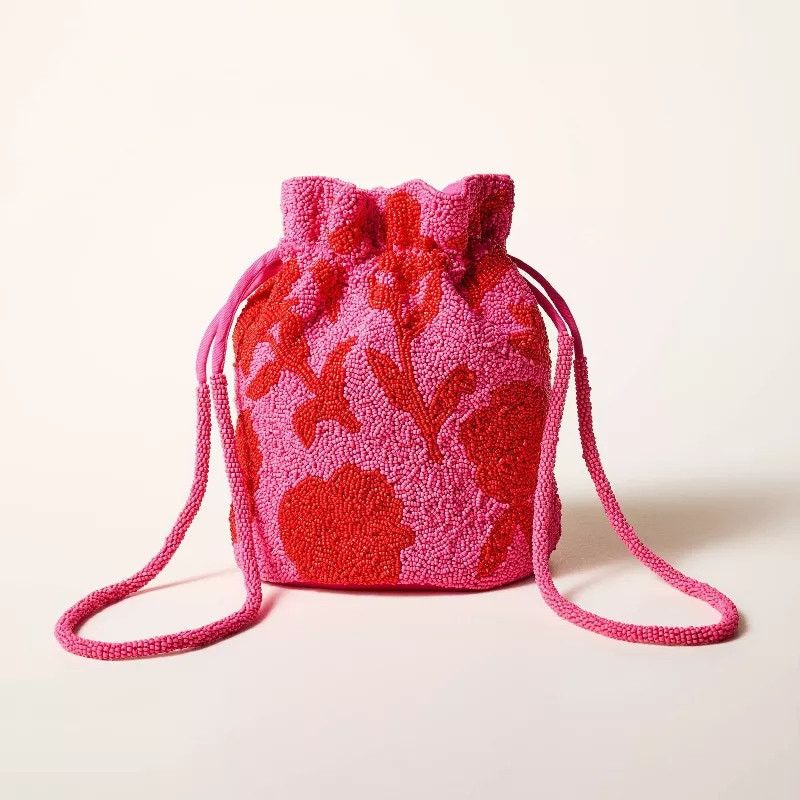 Kate Spade NWT Kate Spade x Target Beaded Floral Bucket Bag Drawstring Size ONE SIZE - 1 Thumbnail