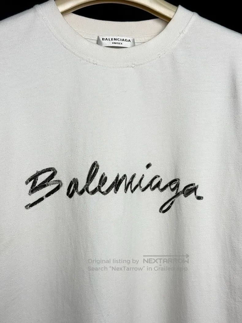 Balenciaga Balenciaga Cursive Logo White Short Sleeve Size US L / EU 52-54 / 3 - 2 Thumbnail