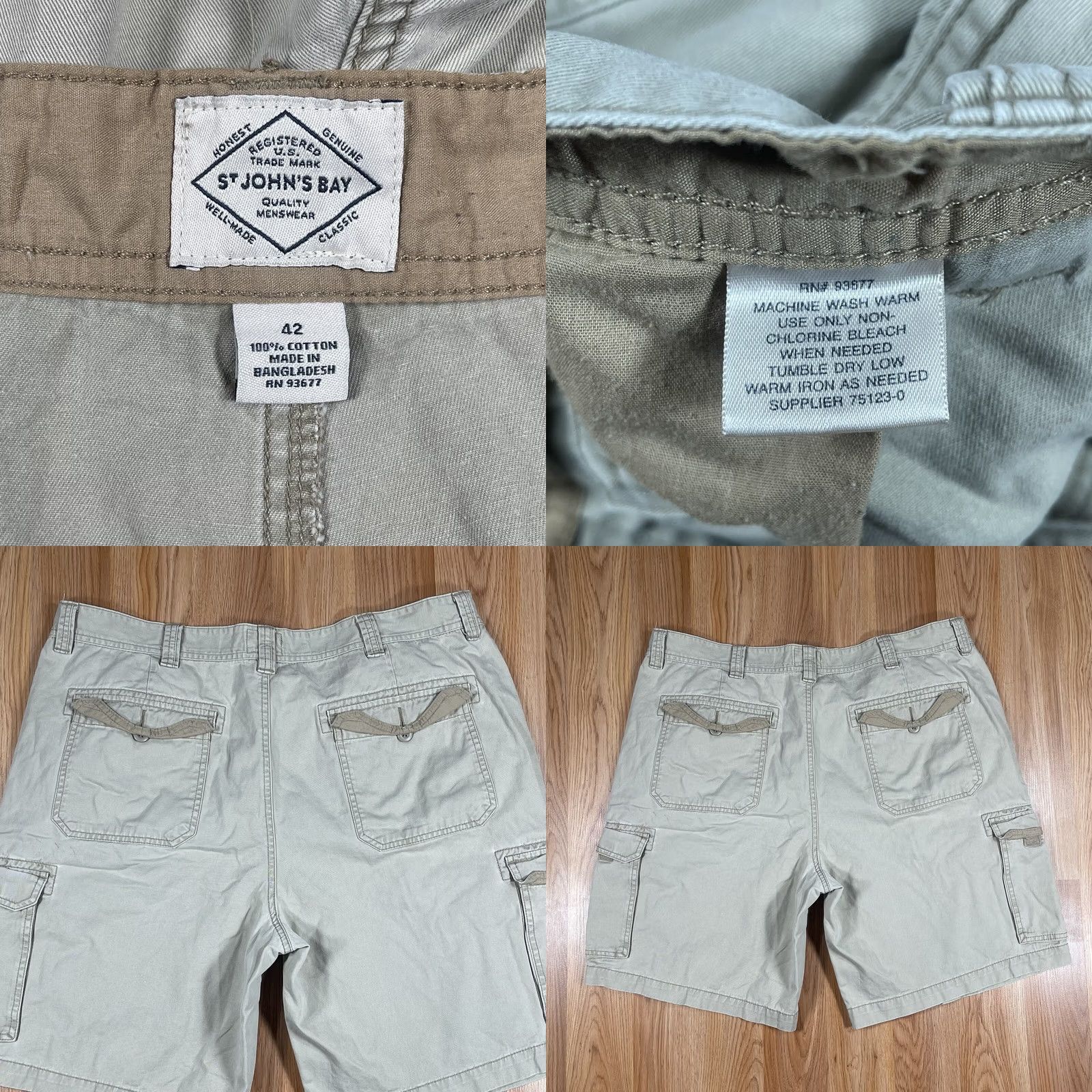 Vintage St. John’s Bay Cargo Shorts Mens 42 Beige Khaki Utility Flat Front Pockets Cargo Shorts Mens 42 Beige Khaki Beige Mens Size US 42 / EU 58 - 8 Thumbnail