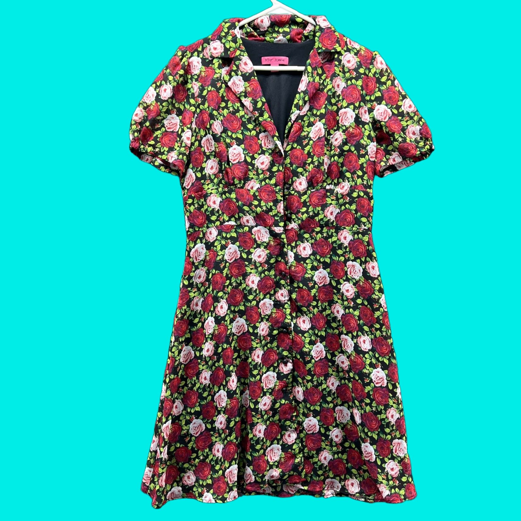 Betsey Johnson Betsey Johnson Shirt Dress Womens 8 Multicolor Rose Floral Collared Fit & Flare Shirt Dress Womens 8 Multicolor Rose Floral Collared Fit & Flare Size M / US 6-8 / IT 42-44 - 1 Thumbnail
