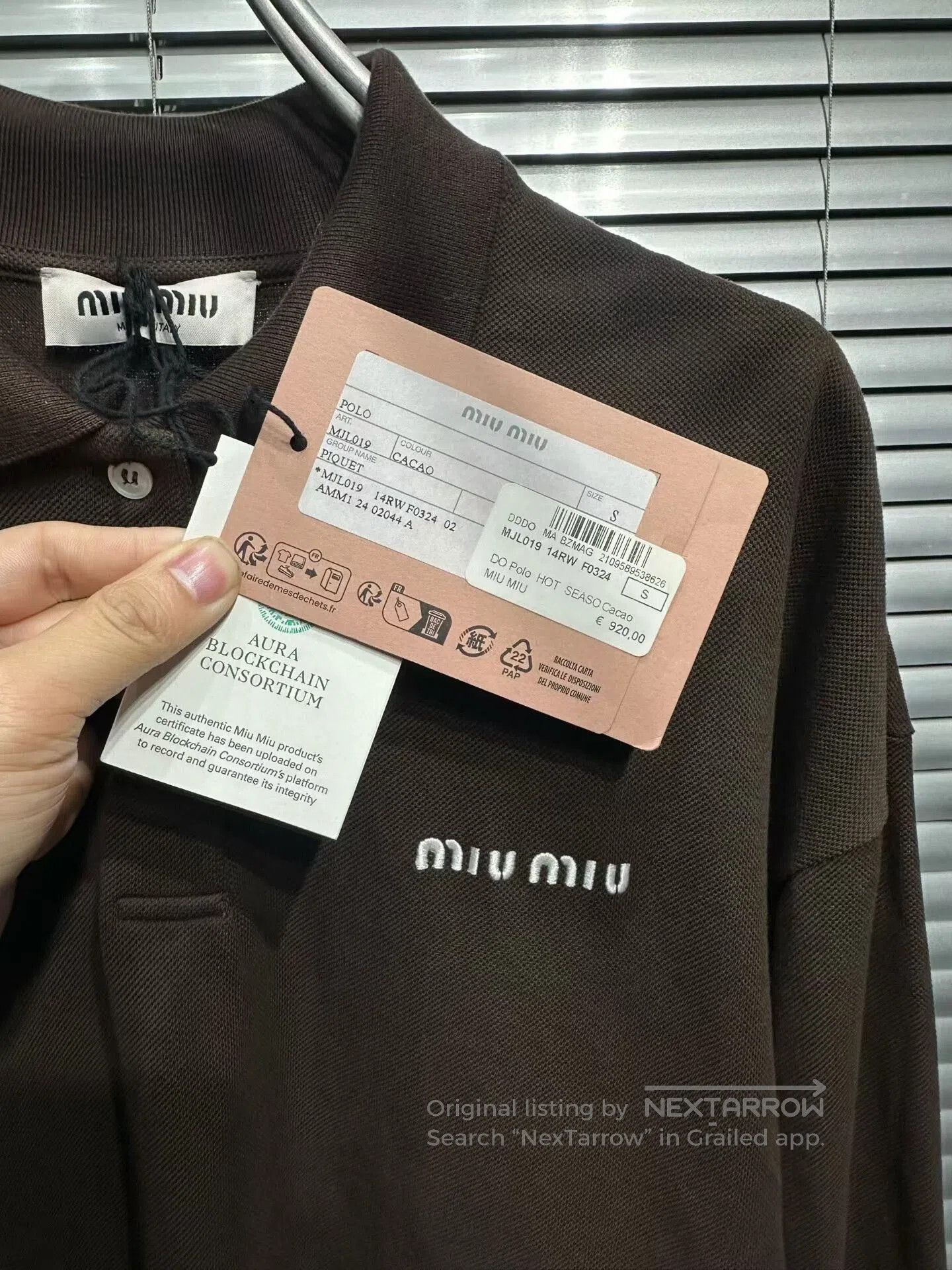 Miu Miu brown embroidered logo long sleeve polo. Size S / US 4 / IT 40 - 3 Thumbnail