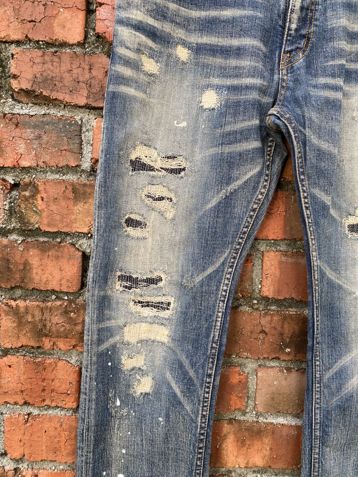 Japanese Brand W34x33 distressed Bit Blue japanese brand denime Size 34" / US 12 / IT 48 - 3 Thumbnail