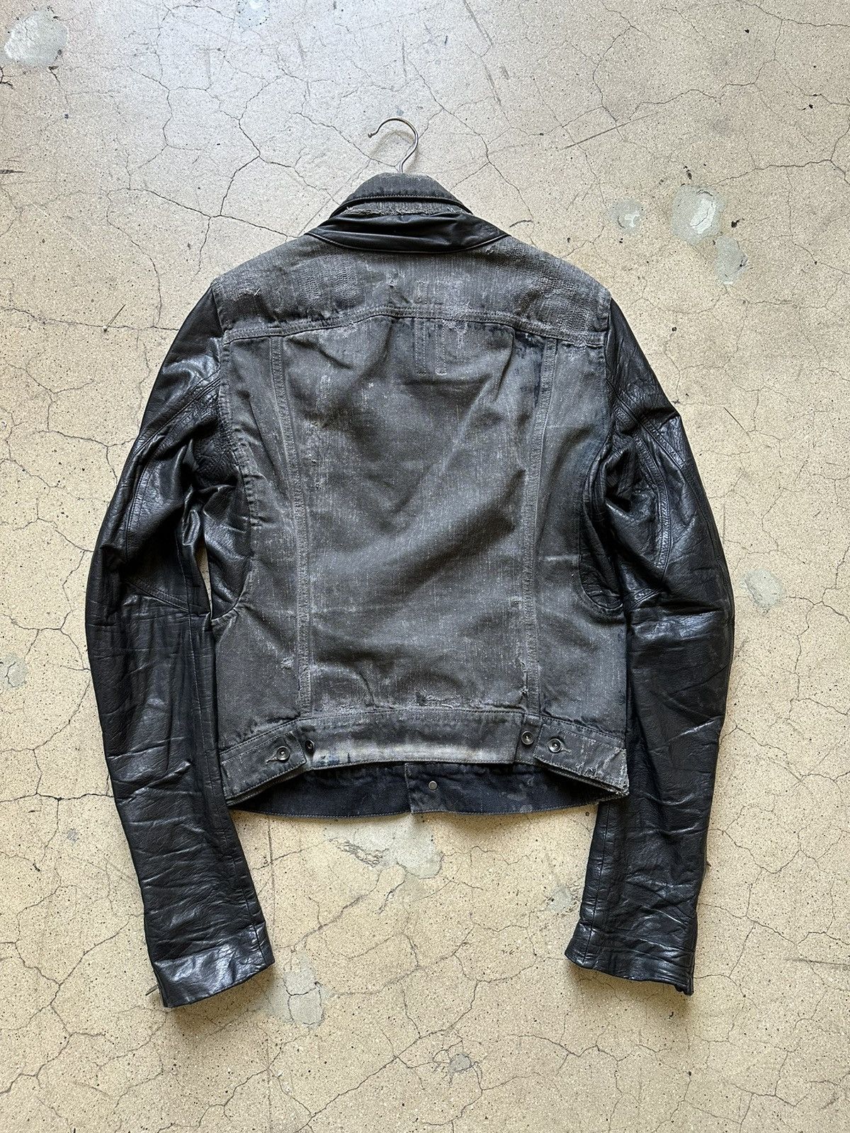 Rick Owens Drkshdw Hogwash Thrashed Denim Jacket Leather