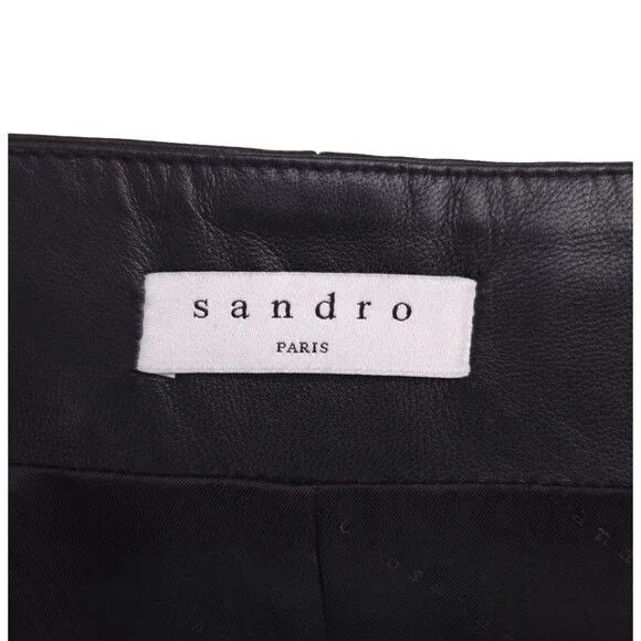 Sandro Sandro Gansia Button-Embellished Striped Leather Mini Skirt Size 28" / US 6 / IT 42 - 12 Thumbnail