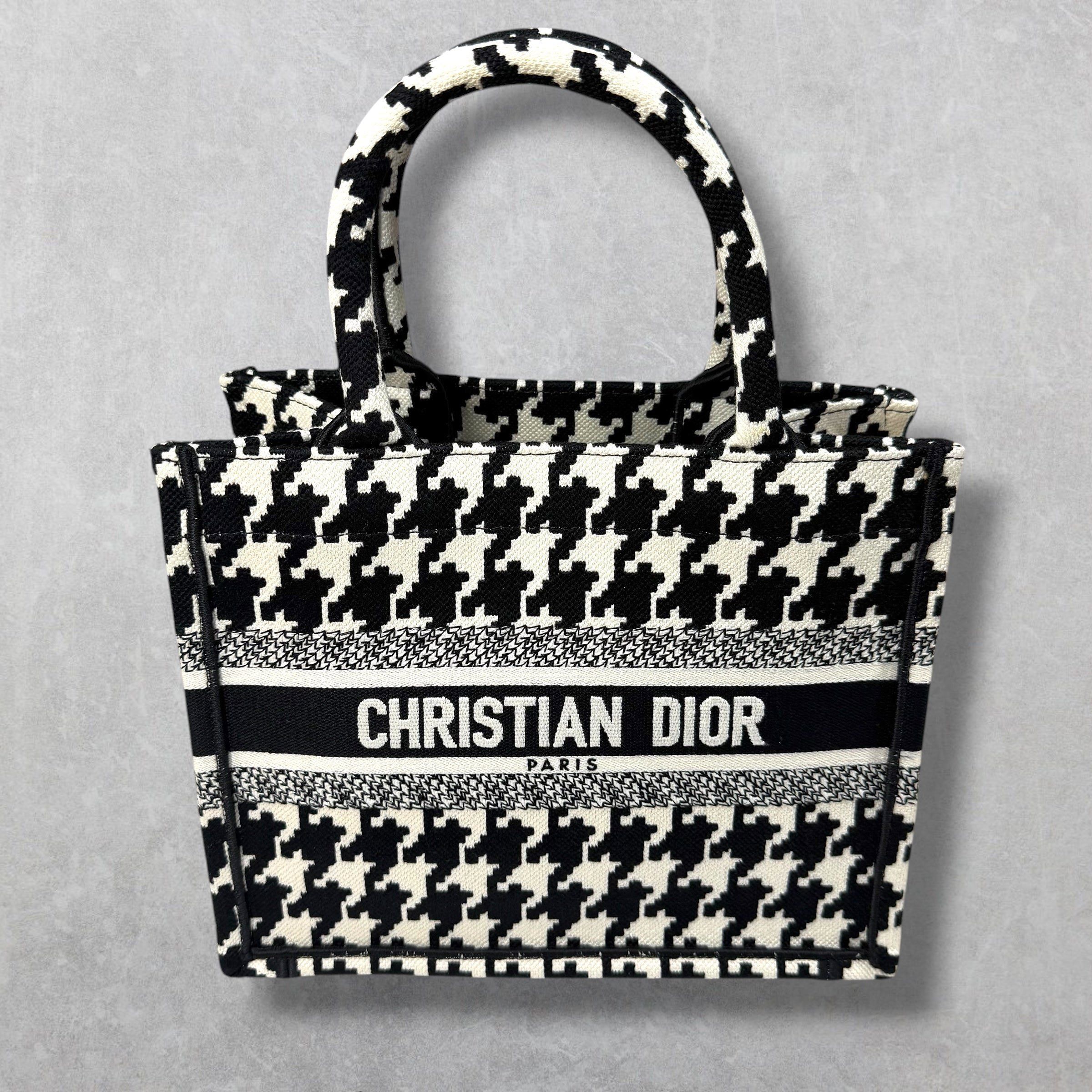 Dior Dior Canvas Houndstooth Book Tote Small Black/White Size ONE SIZE - 1 Thumbnail