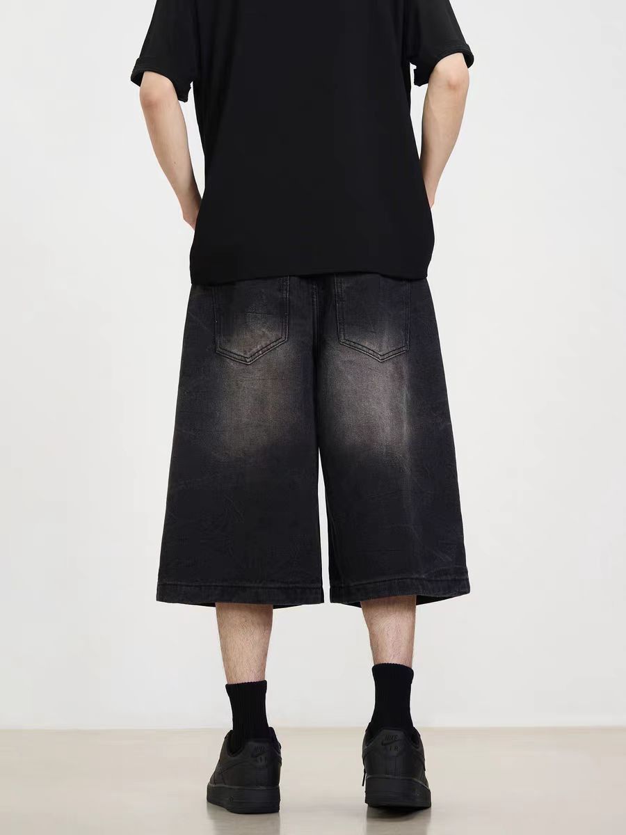 Japanese Brand × Vintage Washed distressed black baggy denim shorts Size US 30 / EU 46 - 3 Thumbnail