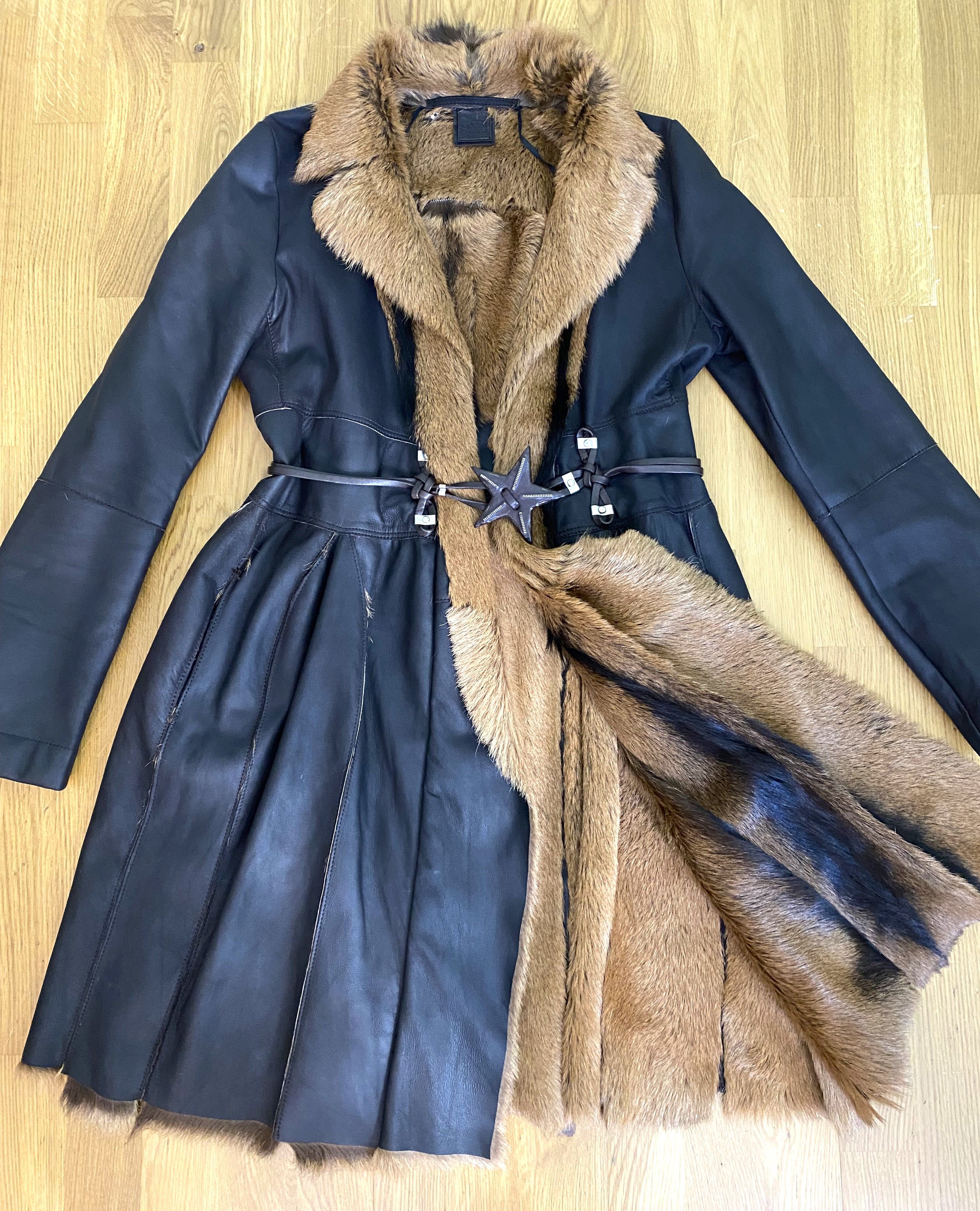 Marithe + Francois Girbaud Marithé François Girbaud Fur Goat Leather Winter Warm Coat Size L / US 10 / IT 46 - 2 Thumbnail