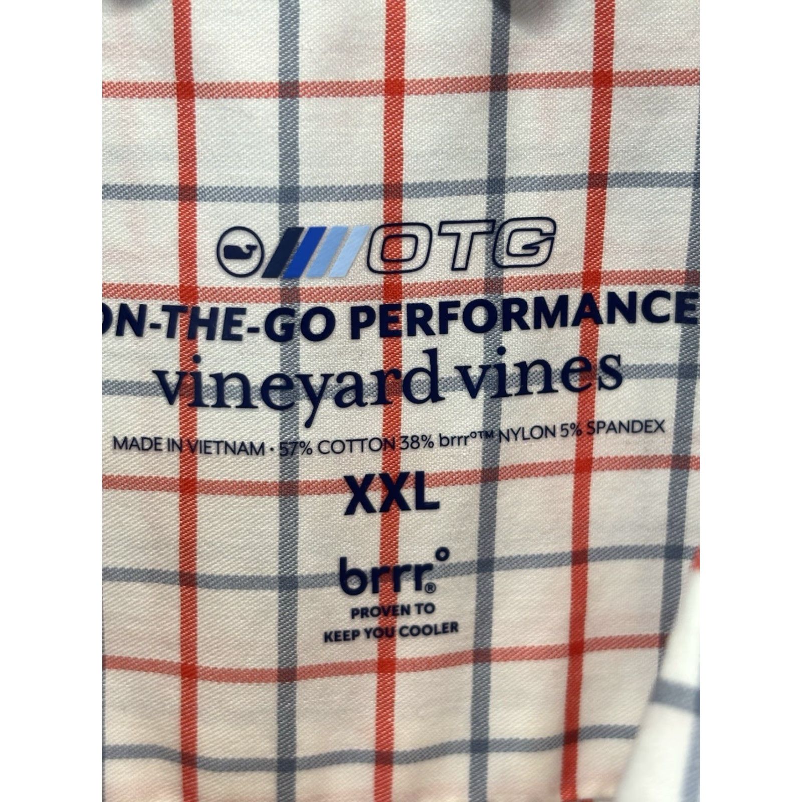 Vineyard Vines Vineyard Vines On The Go Performance Shirt Men’s 2XL Blue White Check Gingham Button-Up Long Sleeve Collared Cotton Blend Men Size US XXL / EU 58 / 5 - 5 Thumbnail