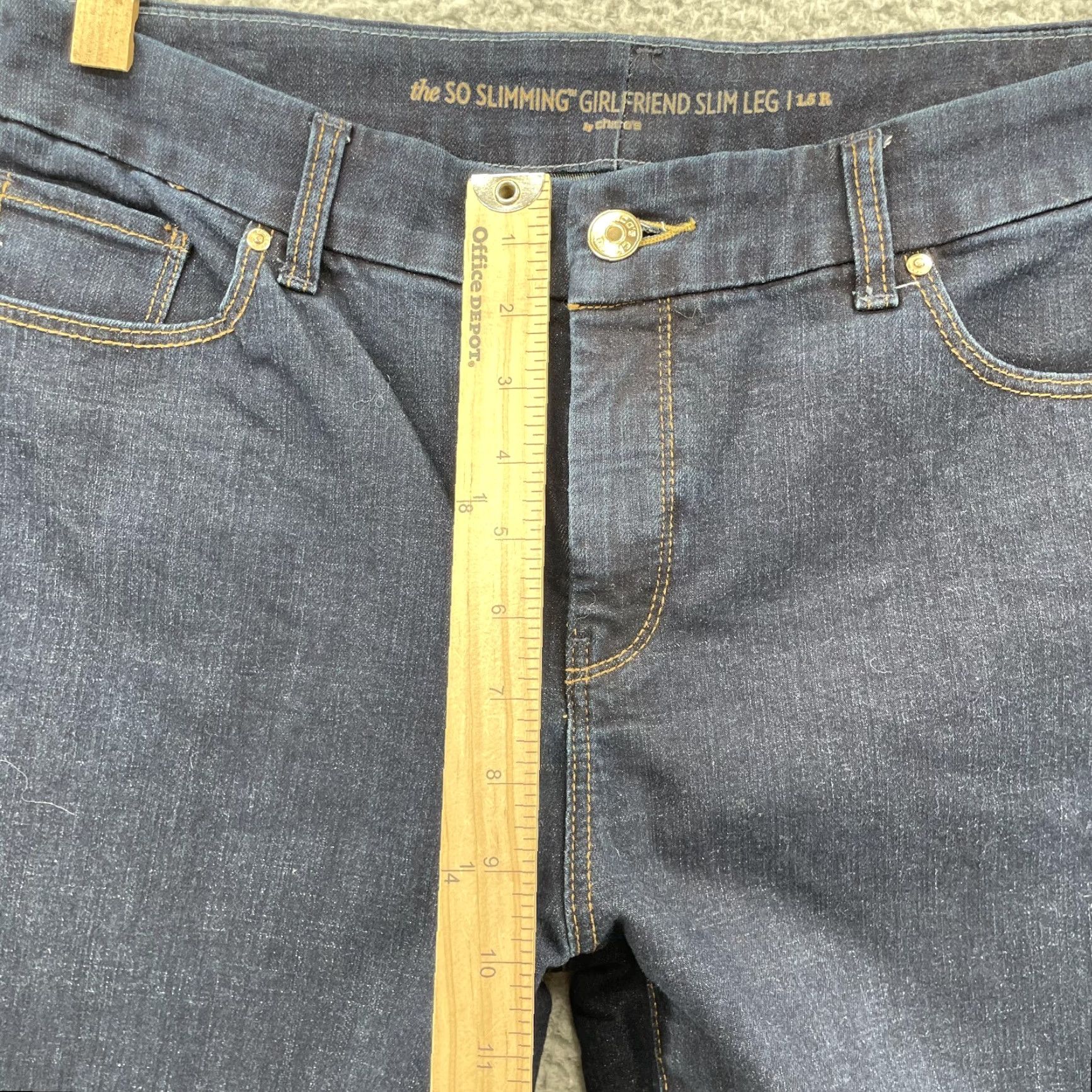 Vintage Chicos Jeans Girlfriend Womens 33x30 Dark Slimming Academia Preppy Classic 90's Size 24" / US 00 / IT 34 - 6 Thumbnail