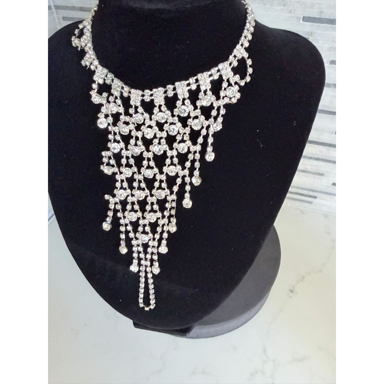 Other Crystal Cascade Statement Necklace - Silver Size ONE SIZE - 3 Thumbnail