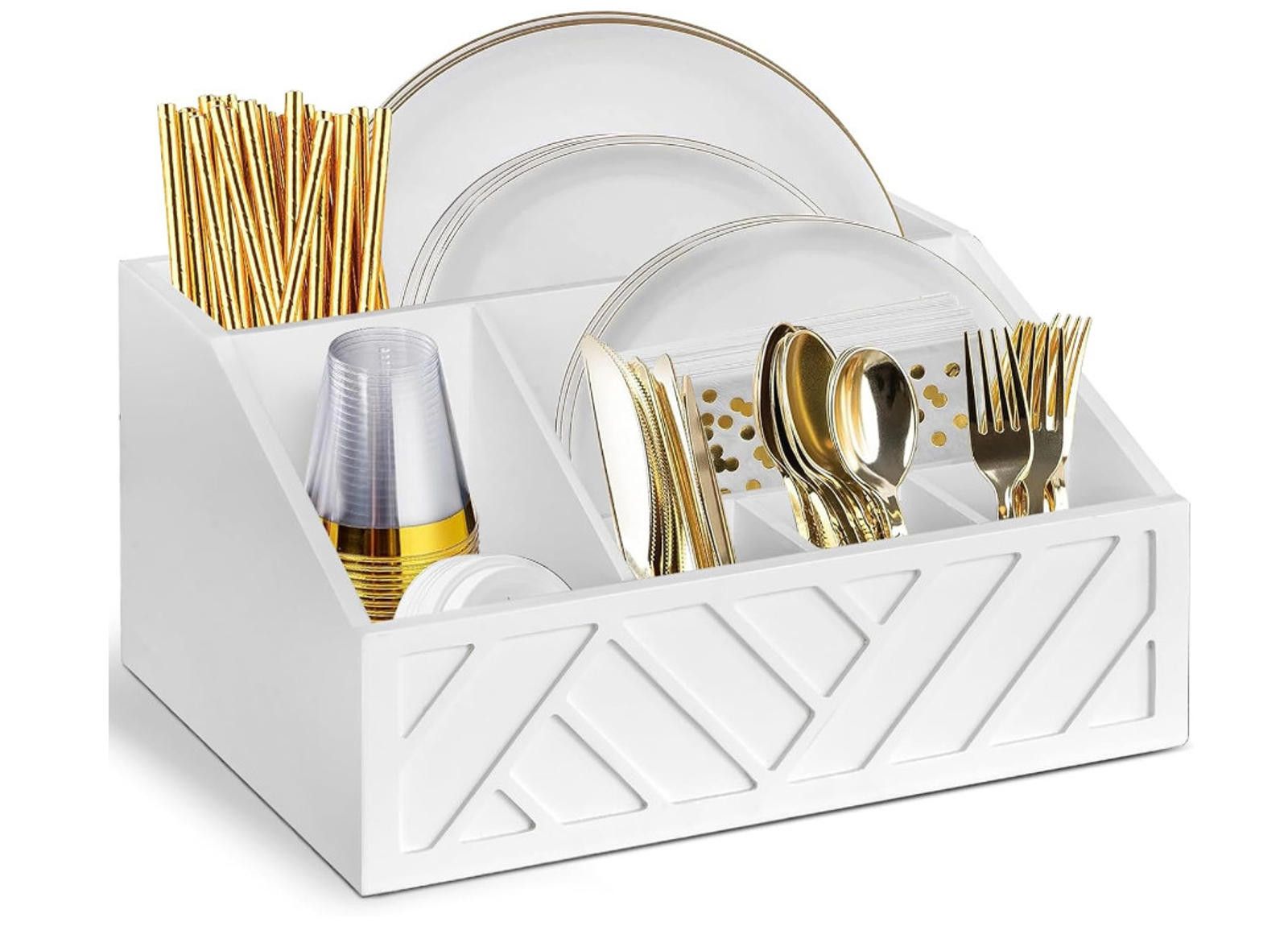 Designer Wood Rustic Silverware Utensil Caddy Cutlery Organizer Box Size ONE SIZE - 1 Thumbnail