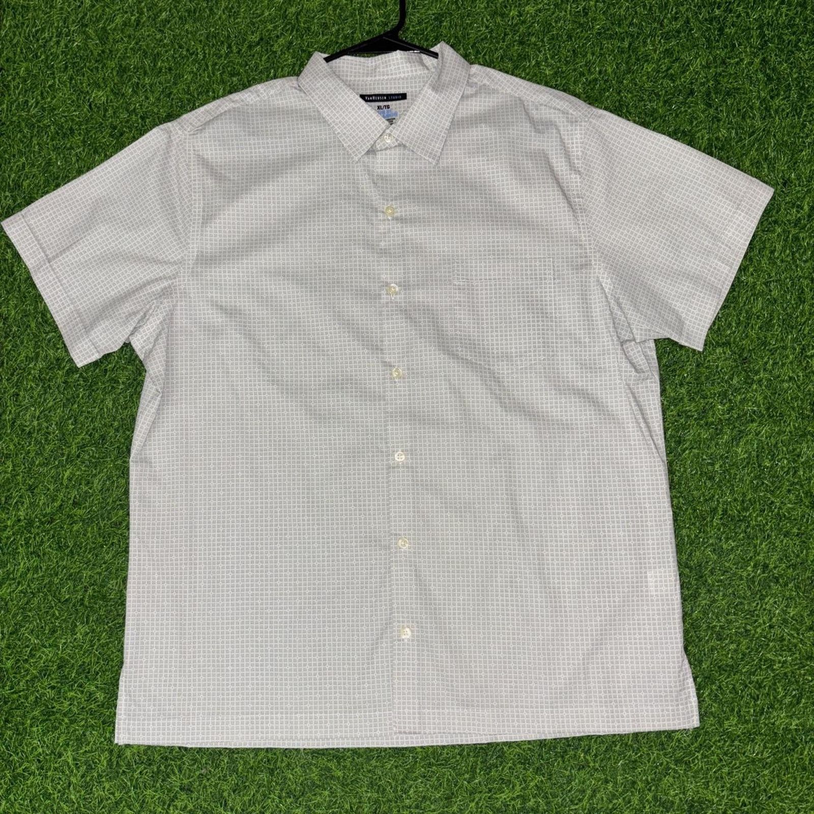 Van Heusen Men's Grey/White Checker Pattern Van Heusen Polo Shirt Size US XL / EU 56 / 4 - 1 Thumbnail