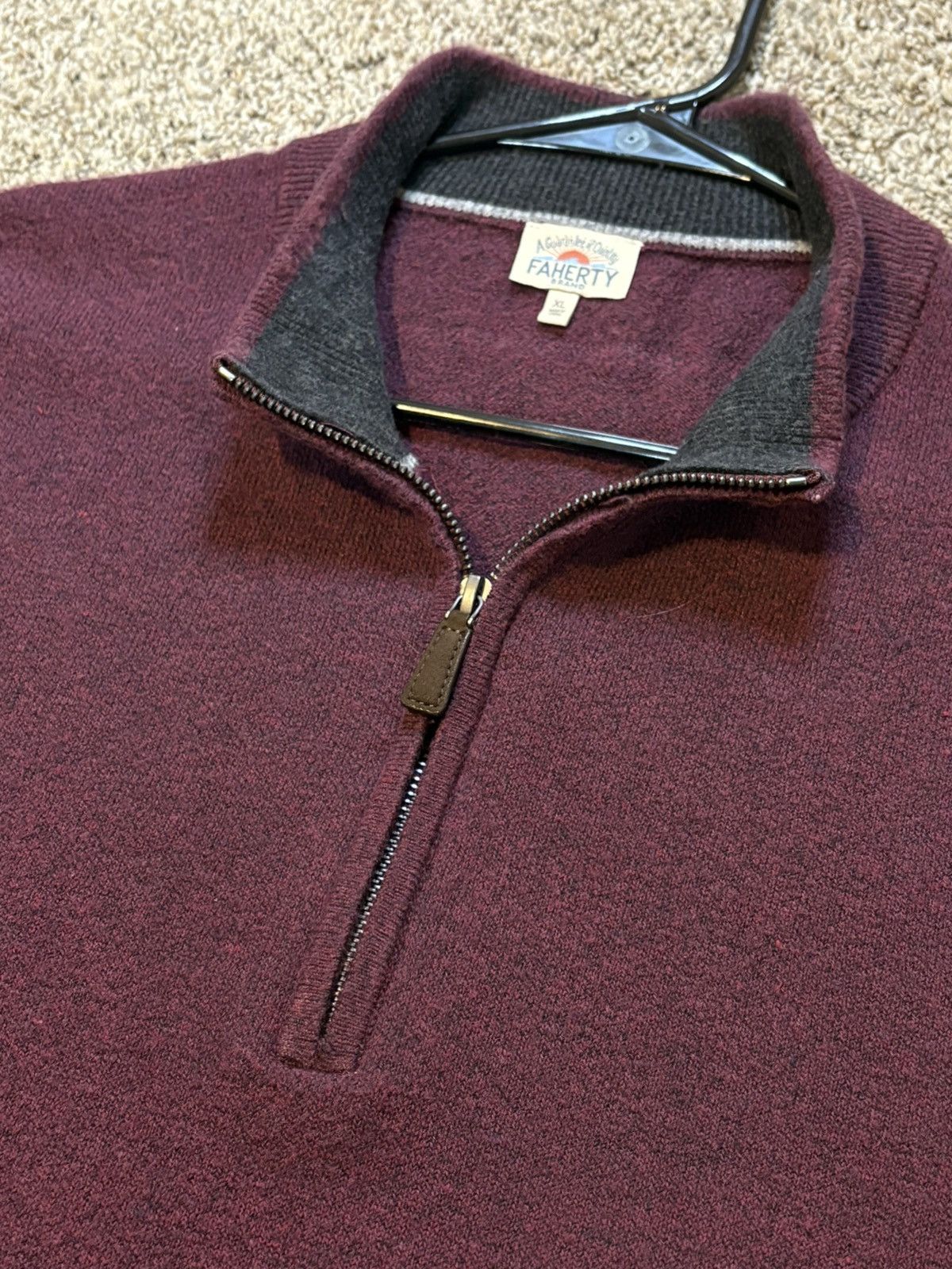 Faherty Faherty Jackson 1/4 Zip Pullover Sweater Mens XL Red Heather Size US XL / EU 56 / 4 - 8 Thumbnail