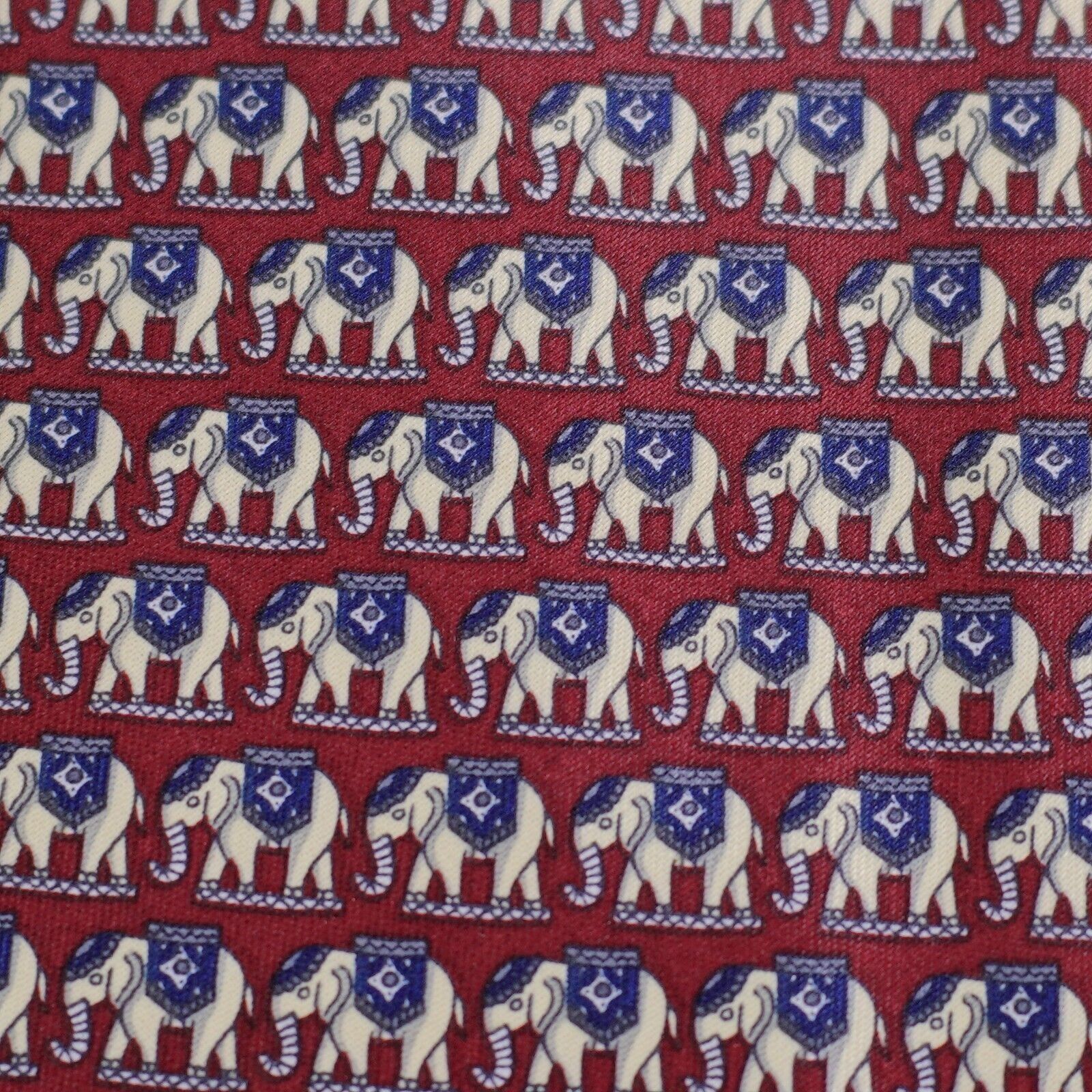 Designer Rene Chagal Hand Made Red Elephant Print Wide Silk Tie Size ONE SIZE - 2 Thumbnail