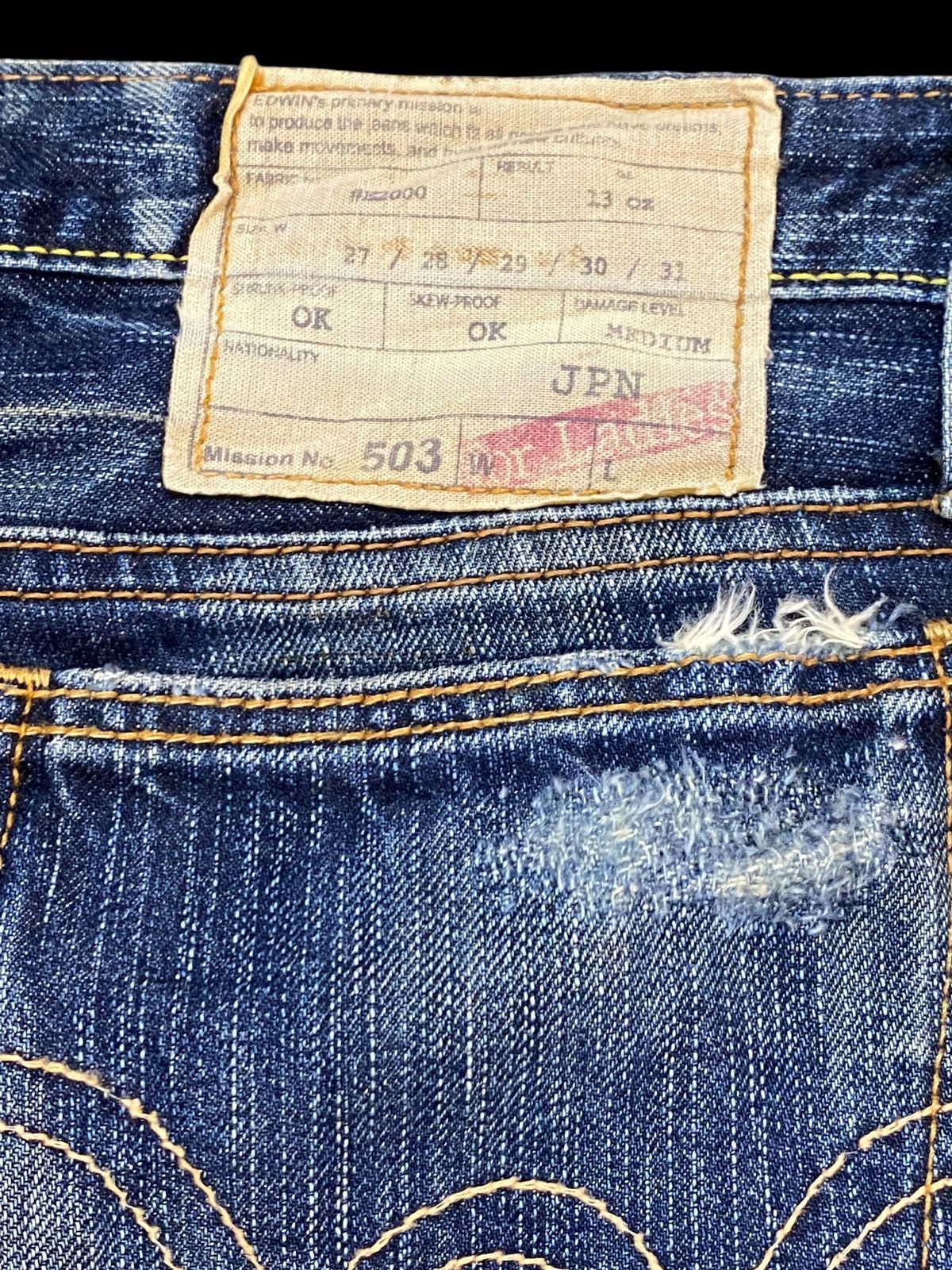 Edwin Vintage Edwin Blue Wash Distressed Flare Jeans Size 35" - 13 Thumbnail