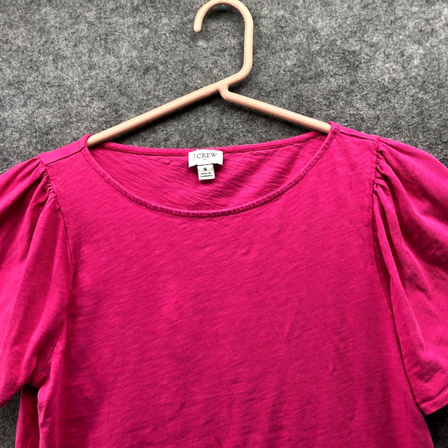 J.Crew J.Crew Slub Cotton Puff Sleeve T-Shirt Pink Boat Neck Short Sleeve Womens S Size S / US 4 / IT 40 - 3 Thumbnail
