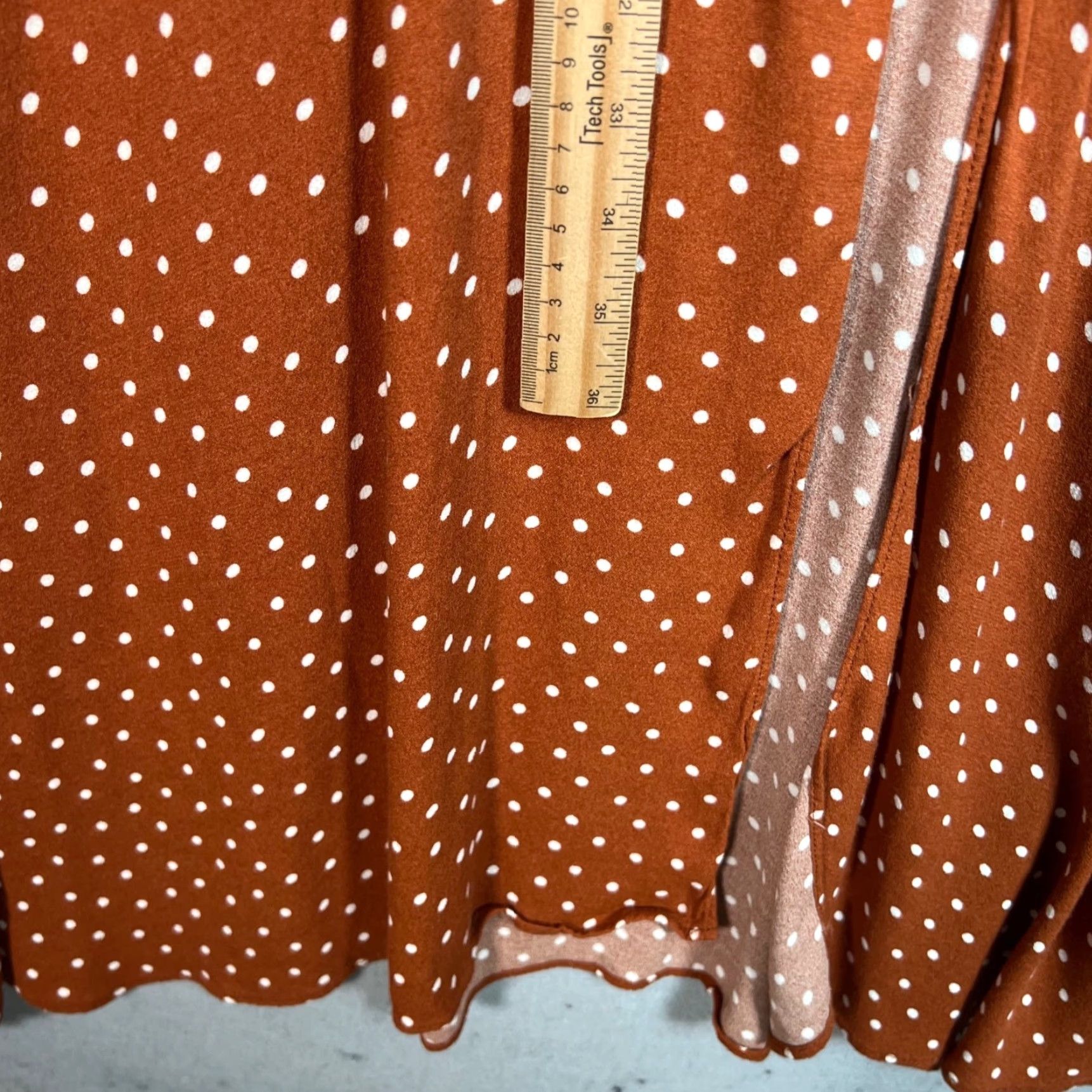 Vintage AFRM Womens Midi Rust Polka Dot Dress With Side Slit Back Cutout Size M / US 6-8 / IT 42-44 - 6 Thumbnail